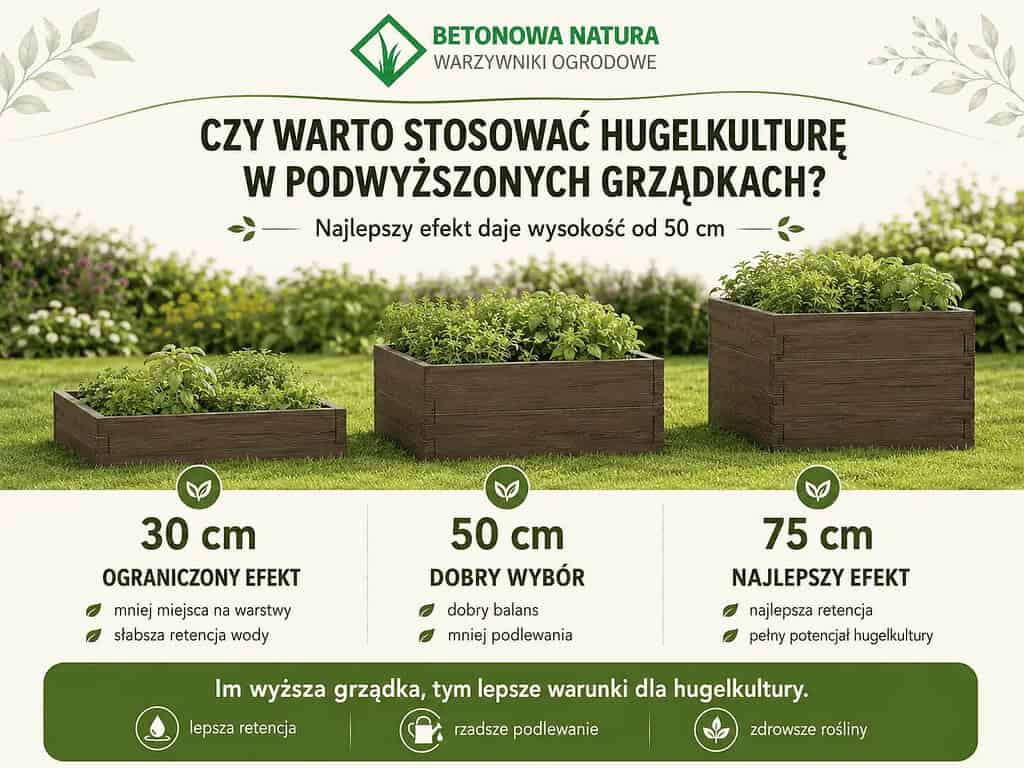 Dobór wysokości podwyższonej grządki do hugelkultury – porównanie 30, 50 i 75 cm